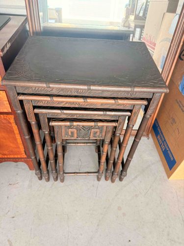 Bamboo-Carved Nesting Tables (Set of 4)