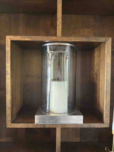 Modern Glass and Metal Hurricane Candle Holder with LED Candle