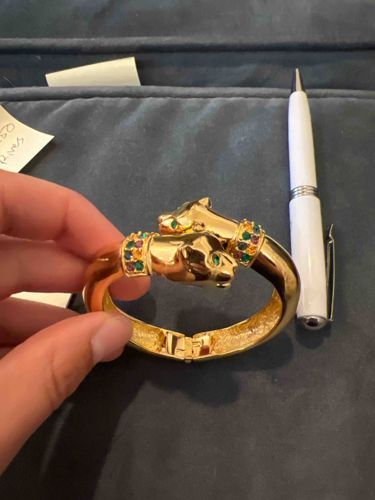 Joan Rivers Classics Collection Double Panther Head Hinged Bangle