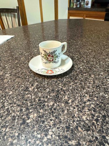 Vintage Floral Demitasse Cup and Saucer Set