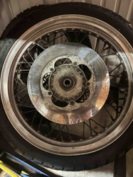 Motorcycle Spoked Wheel with Tire and Brake Rotor