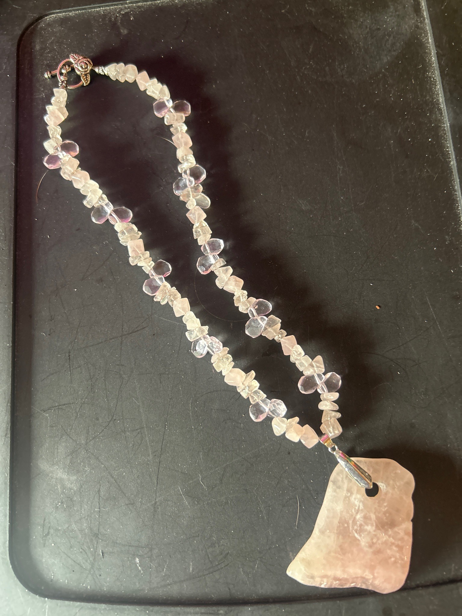 Submitted photo of Crystal chip beaded necklace with large pendant