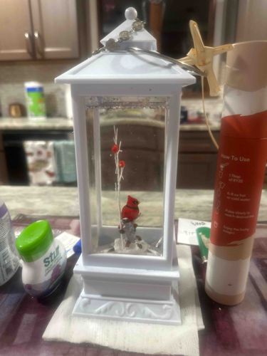 Cardinal Winter Scene Water Lantern