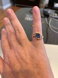 Yellow Gold Ring with Blue Sapphire and Diamond Accents