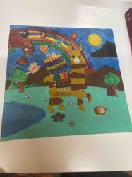 Llama Rainbow Landscape Painting