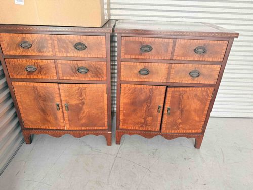 Pair of Federal/Georgian Revival Style Commodes/Chest-on-Stands