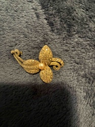 Vintage Marcasite and Faux Pearl Brooch