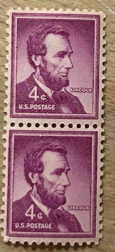 4 Cent Abraham Lincoln US Postage Stamps (Block of Two)
