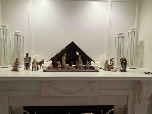 Multi-Piece M.I. Hummel Goebel Nativity Set with Wooden Stable