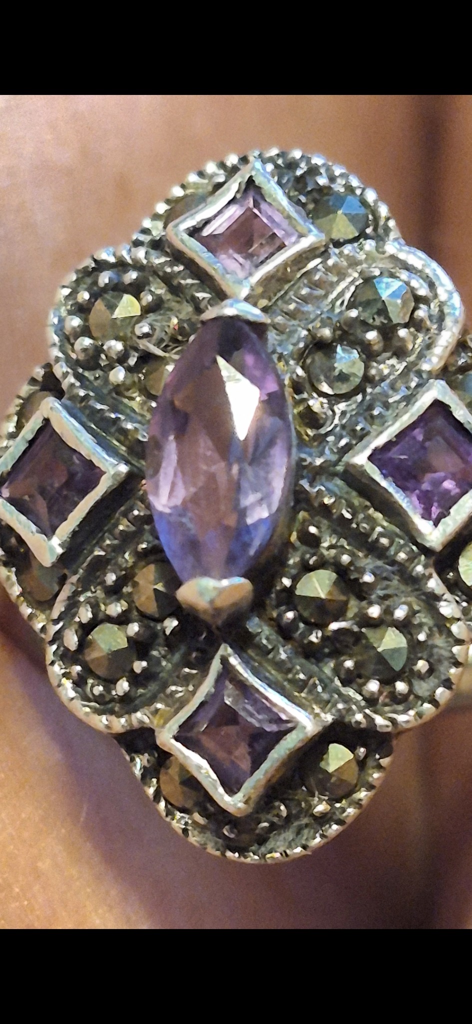Submitted photo of Art Deco style amethyst and marcasite ring (not authenticated)