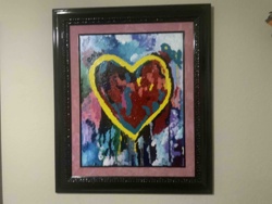 Abstract Heart Painting in Ornate Black Frame
