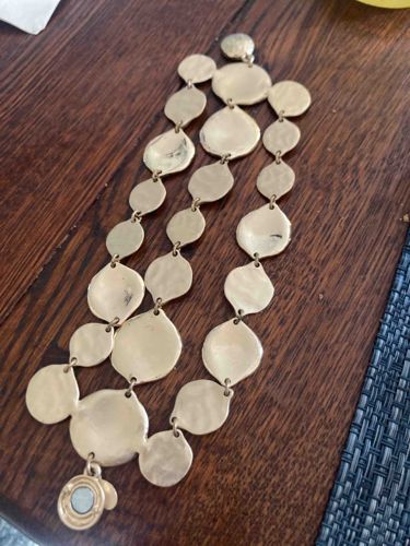 Multi-Strand Gold-Tone Hammered Disk Bracelet