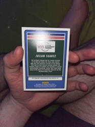 Julian Suarez 2020 Panini USA Baseball Stars & Stripes Autograph Card (Back /15-70)