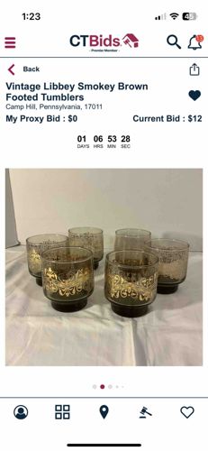 Vintage Libbey Smokey Brown Footed Tumblers (Set of 6)