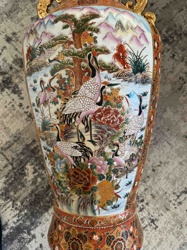 Japanese Satsuma-style Gilt-Handled Immortals and Cranes Vase