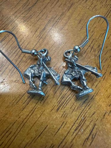 Figural Rider on Horseback Dangle Earrings