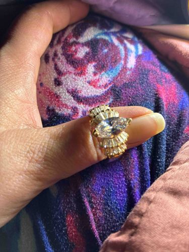 Marquise Cut Solitaire with Baguette Diamond Halo