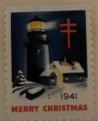 Christmas Seal Stamp 1941 - Lighthouse and Cottage