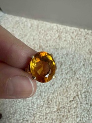 Yellow Gold Ring with Large Oval Gemstone (Likely Citrine)