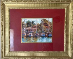 Framed Marina Scene Artwork