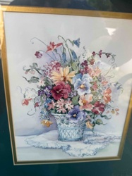 Framed Floral Still Life Watercolor Print