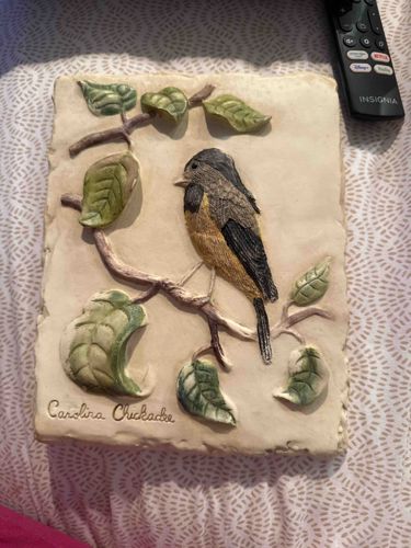 Carolina Chickadee Bas-Relief Decorative Tile