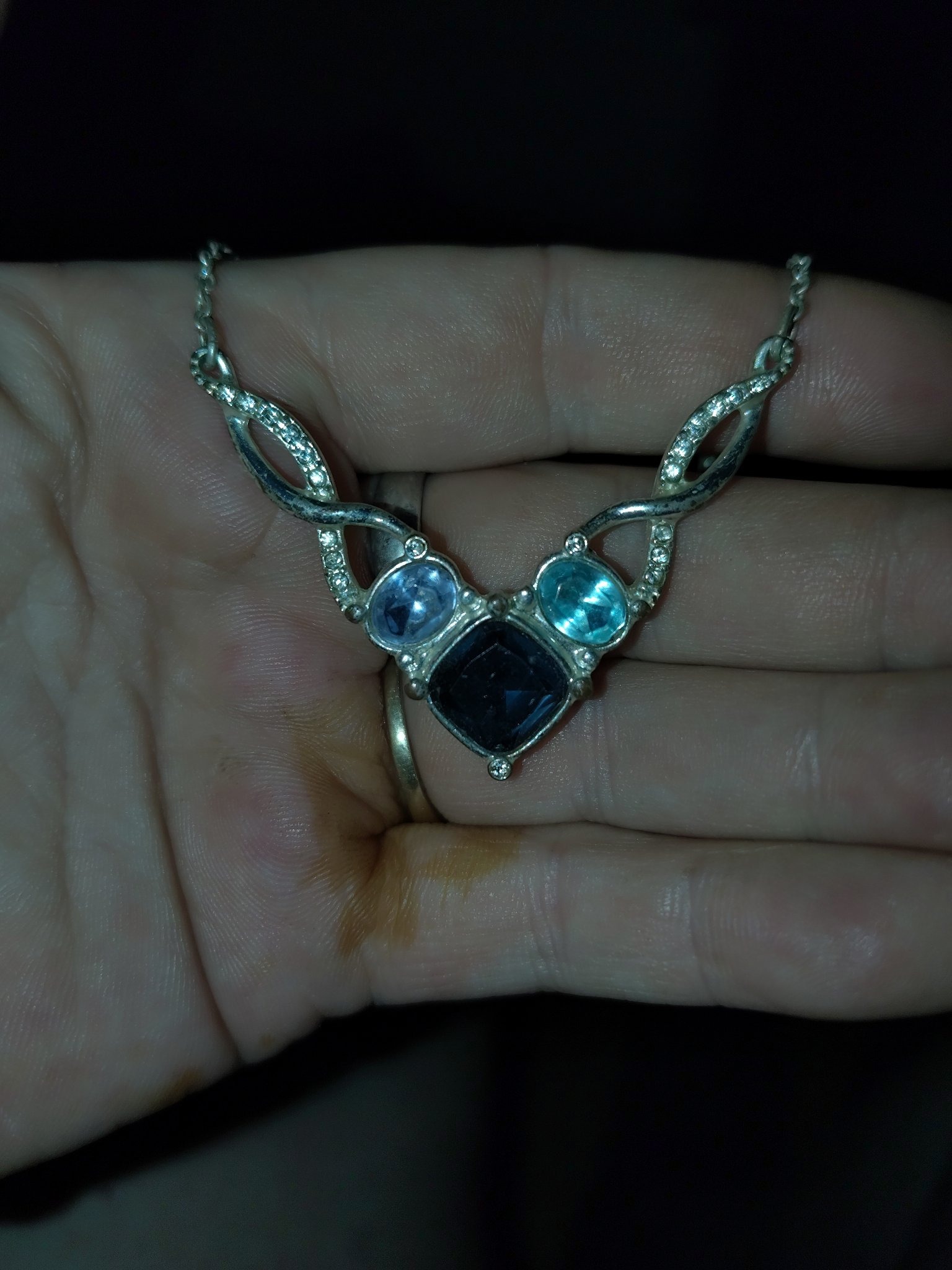 Submitted photo of Silver-tone gemstone pendant necklace