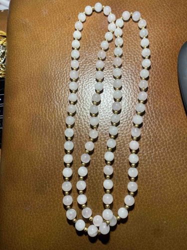 Rose Quartz Bead Necklace with Gold Spacer Beads