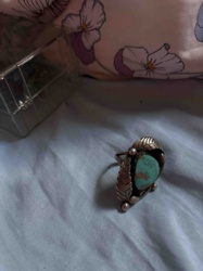 Turquoise and Silver Leaf Design Ring