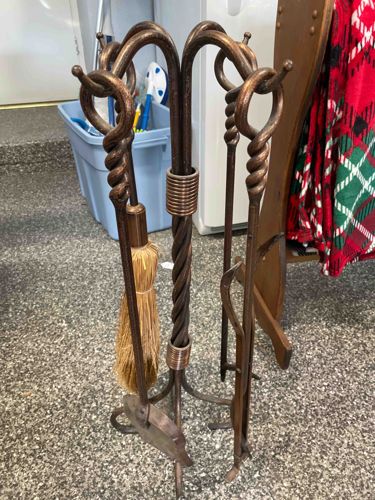 Wrought Iron Fireplace Tool Set with Stand