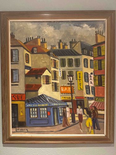 Mid-Century Fauvist-Style Parisian Street Scene Oil Painting