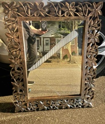 Carved Wooden Floral Frame Mirror