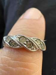 Multi-Stone Sterling Silver Swirl Band Ring