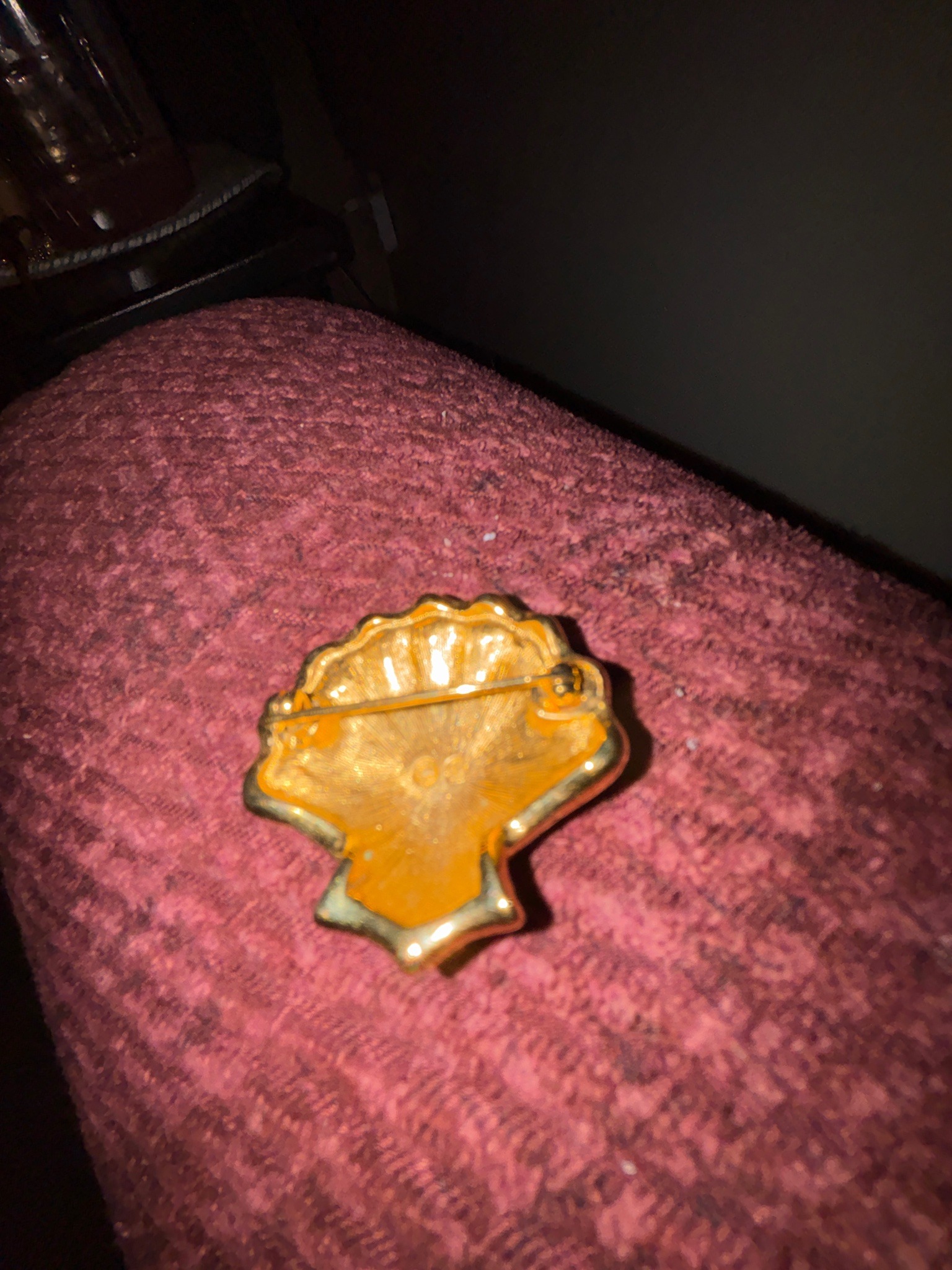 Submitted photo of Gold-tone shell brooch