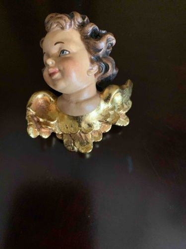 Cherub/Putto Wall Figurine with Golden Wings