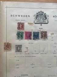 Swedish Stamp Album Page with Assorted Stamps