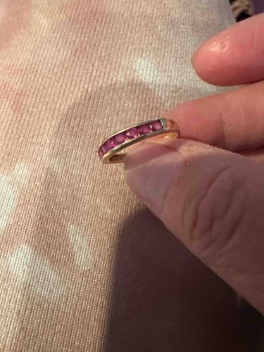 Channel-Set Pink Sapphire or Ruby Anniversary Band