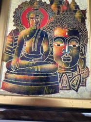 Reverse Glass Painting of Buddha Figures by Nipat