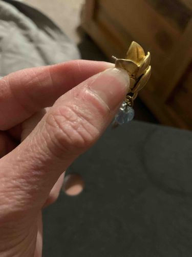 Vintage-Style Gold-Tone Wheat Earring with Blue Bead Drip