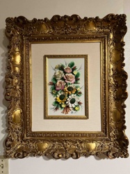 Framed Three-Dimensional Floral Arrangement Art Piece