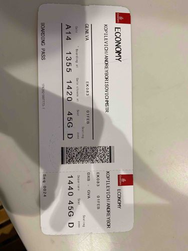 Emirates Airline Boarding Pass for Andrey Borisovich Kopilevich