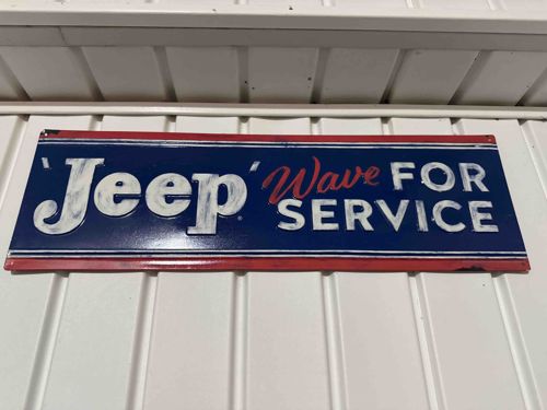 Vintage Jeep 'Wave for Service' Advertising Sign