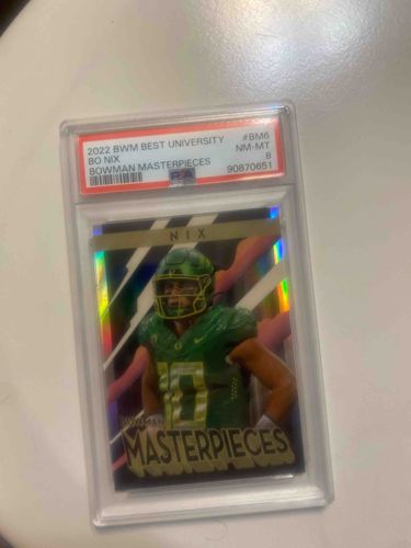 2022 Bowman Masterpieces Bo Nix University Football Card Grade 8 NM-MT