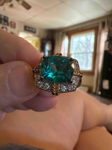 Teal Blue Cushion-Cut Statement Ring