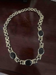 Gold-Tone and Black Oval Inlay Collar Necklace