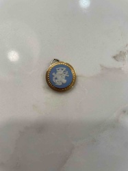 Jasperware-Style Bas-Relief Charm with Gold-Tone Bezel