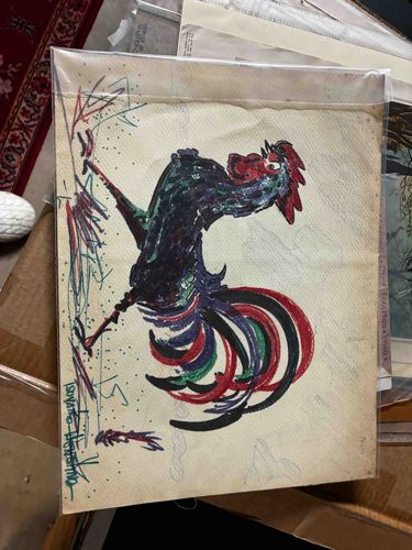 Abstract Figurative Rooster Artwork (Signed)