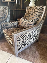 Zebra Print Upholstered Wingback Lounge Chair
