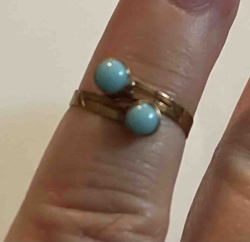 Bypass Ring with Turquoise Cabochons