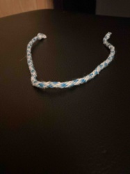 Handmade White and Blue Braided Cord Bracelet